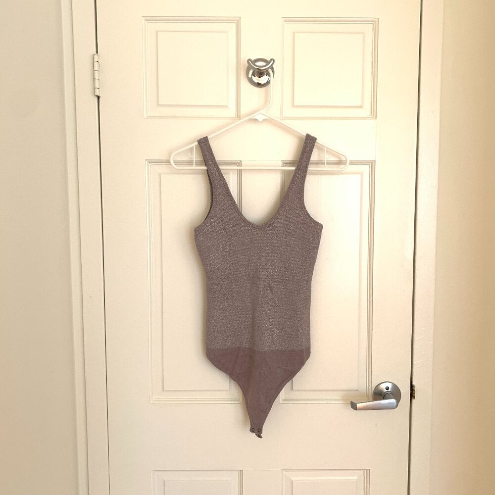 Abercrombie and Fitch Silver Shimmer Sleeveless Bodysuit